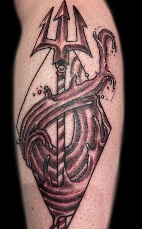 trident and wave tattoo