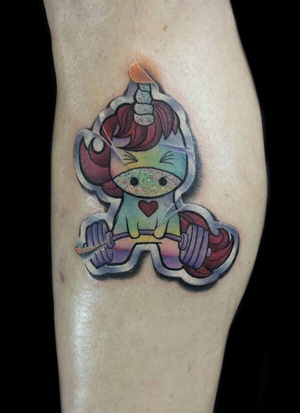 unicorn sticker tattoo, Danny DaVinci, Artist, Revolt Tattoos
