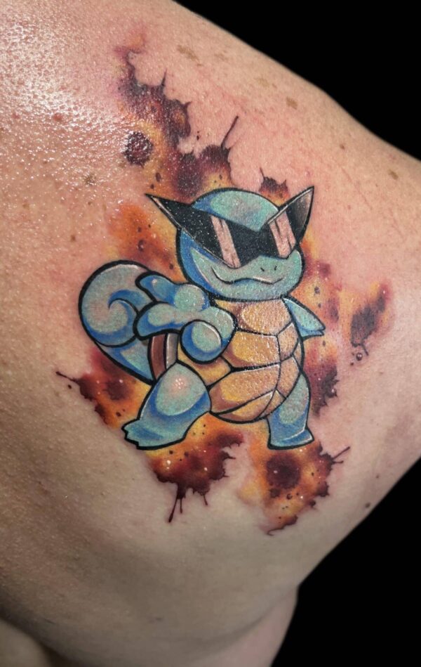 squirtle pokemon tattoo, Danny DaVinci, Artist, Revolt Tattoos