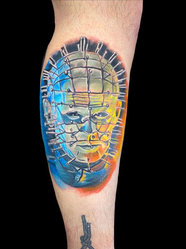 hellraiser, pinhead tattoo, Tattoo by Chris Beck, artist at Revolt Tattoos