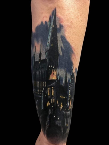 hogwarts tattoo,Tattoo by Chris Beck, artist at Revolt Tattoos