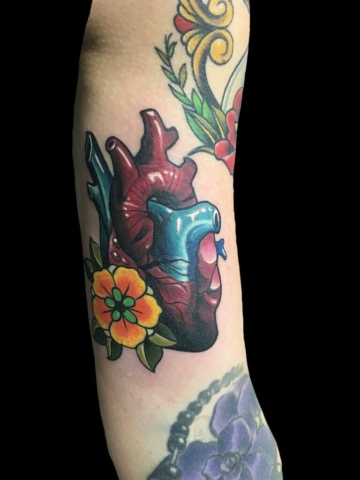 anatomical heart tattoo design, Tattoo by Chris Beck, artist at Revolt Tattoos