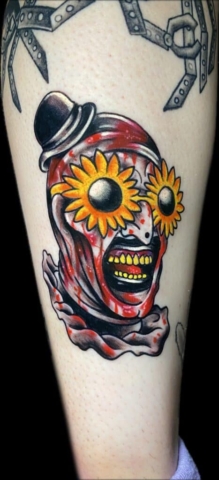 terrifier, Tattoo by Chris Beck, artist at Revolt Tattoos