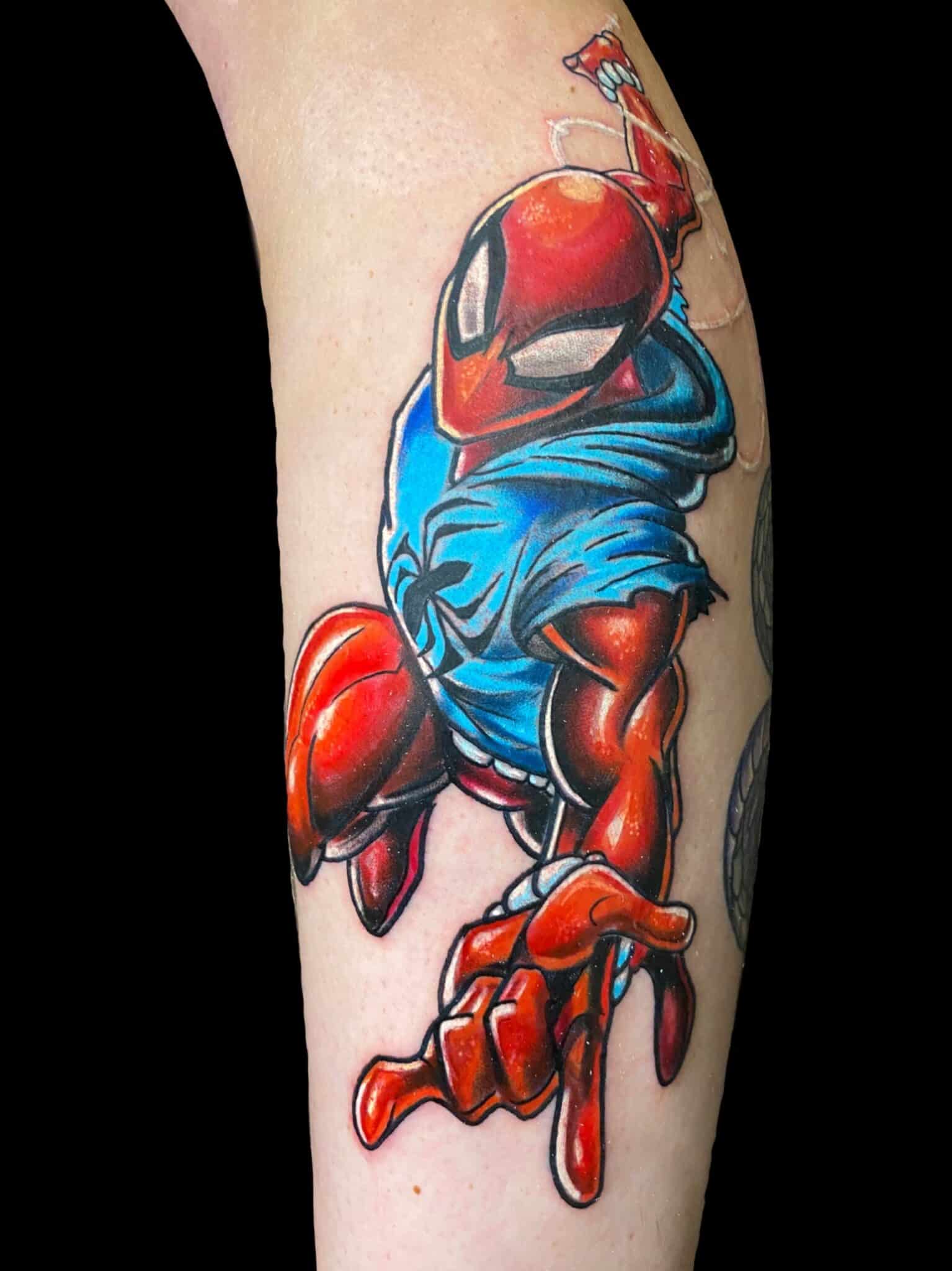 spiderman , Tattoo by Chris Beck, artist at Revolt Tattoos