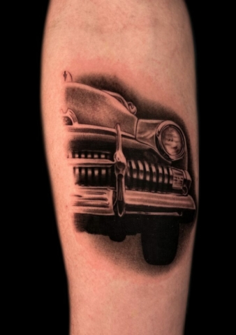 photo realism car tattoo