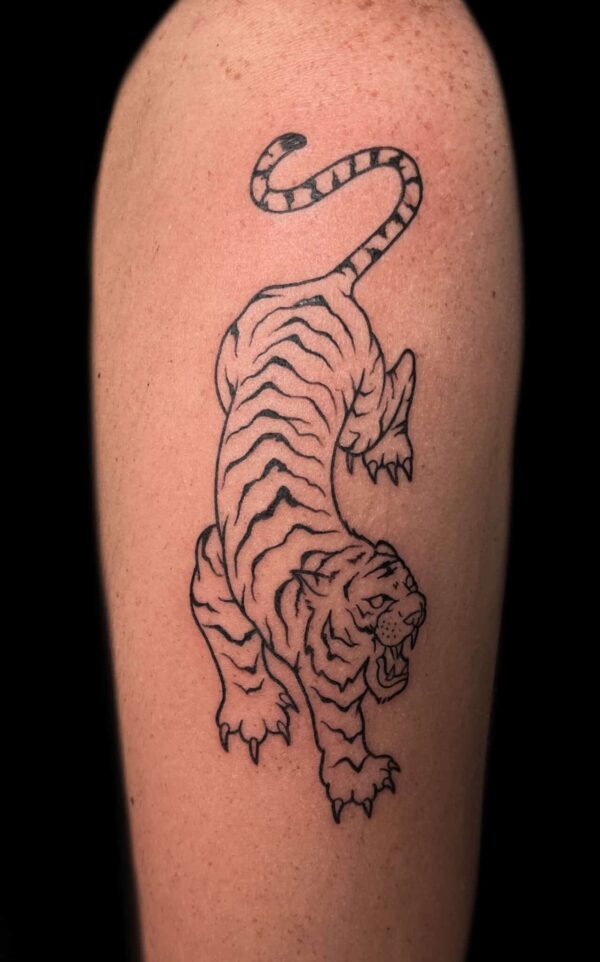 tiger tattoo, Demi DiMartino, artist at Revolt Tattoos