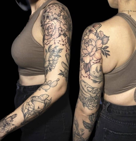 floral tattoo, Jackie Gutierrez , Tattoo Artist at Revolt Tattoos in Las Vegas