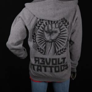 Revolt fist zip hoodie womens back