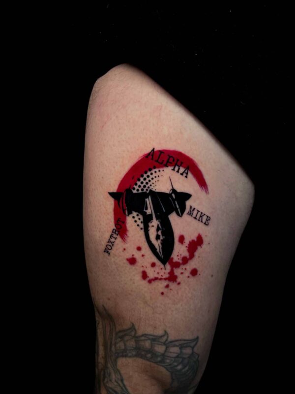 trash polka tattoo, Demi DiMartino, artist at Revolt Tattoos