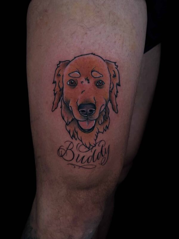 traditional dog portrait, Demi DiMartino, artist at Revolt Tattoos