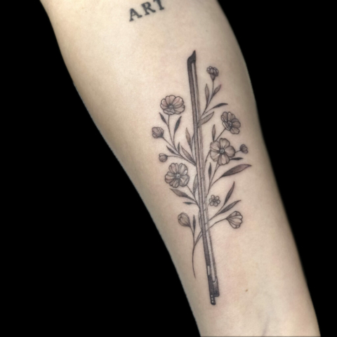black and grey flower tattoo, Jackie Gutierrez , Tattoo Artist at Revolt Tattoos in Las Vegas