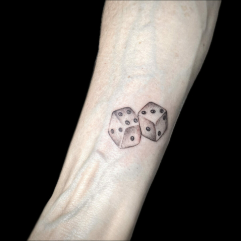 dice tattoo, Jackie Gutierrez , Tattoo Artist at Revolt Tattoos in Las Vegas