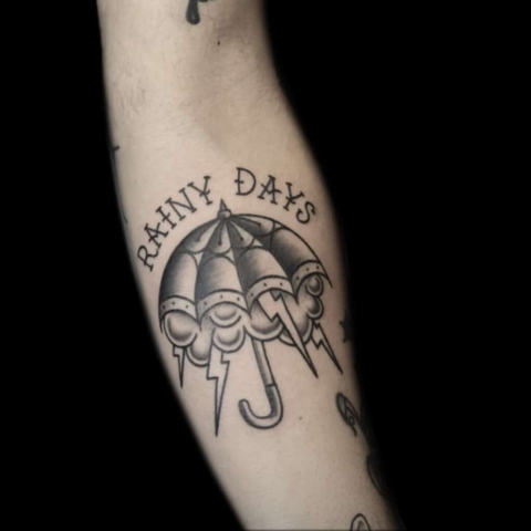 rainy days traditional tattoo, Jackie Gutierrez , Tattoo Artist at Revolt Tattoos in Las Vegas