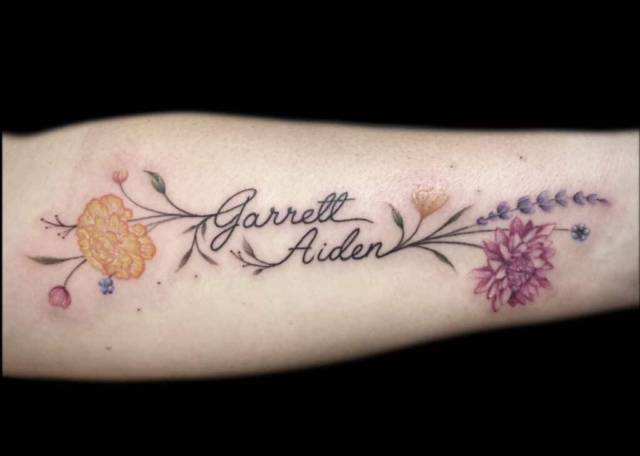 floral forearm tattoo, Jackie Gutierrez , Tattoo Artist at Revolt Tattoos in Las Vegas