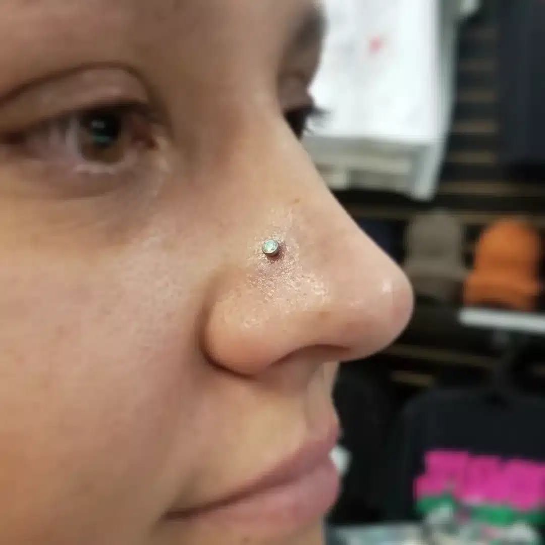 nostril piercing, Savvy, Piercer at Revolt Tattoos in Lake Tahoe