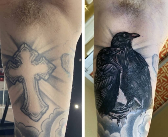 Raven Coverup Tattoo | Krystof | Owner/Tattoo Artist at Revolt Tattoos Las Vegas, Nevada.