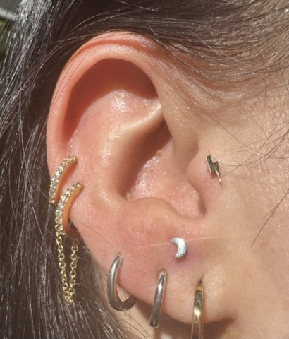 tragus and lobe piercings | Gabby Paz | Body Piercer at Revolt Tattoos in Salt Lake City.