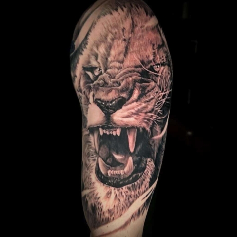 realistic lion tattoo, Steve Rivas | Tattoo Artist at Revolt Tattoos in Las Vegas, Nevada.