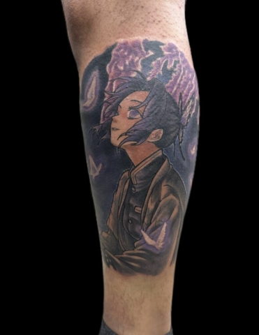 Anime leg tattoo