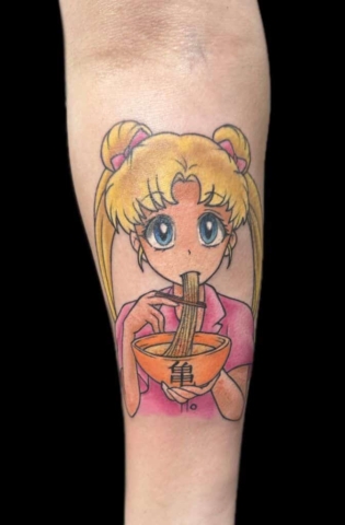 Anime tattoo design, forearm piece