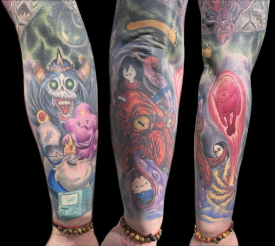 Custom Cartoon Network tattoo sleeve