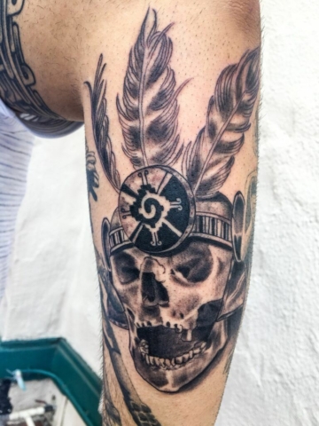 Skull native american tattoo