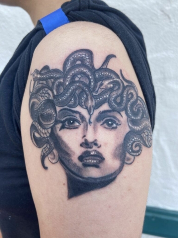 Medusa snake tattoo